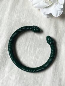 1pc European & American Fashionable Lacquered Twisted Rope Open Bangle Bracelet, Versatile Accessory For All Seasons & Holidays