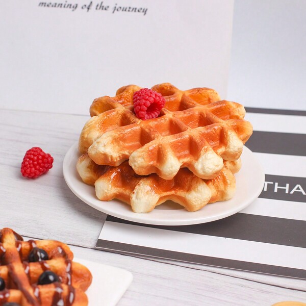 1pc Highly Realistic Round Waffle Cookie Bread Model, Fake European Soda Bread Food Prop, Display, Photography, Stage Decor, New Year Gift