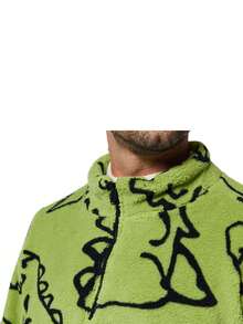 1 件男友风格男士时尚经典印花保暖内衬运动衫，时尚休闲厚套头衫，保暖长袖上衣，冬季新品潮流 - 綠色 - 查看 10