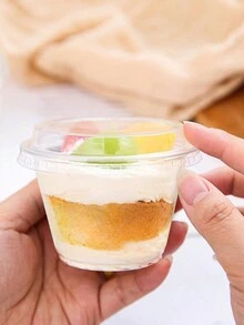 50入組透明迷你蛋糕杯，咖啡奶油蛋糕包裝、慕斯、布丁、果凍、提拉米蘇、冰淇淋和其他甜點専用布丁杯 - 無色 - 查看 10