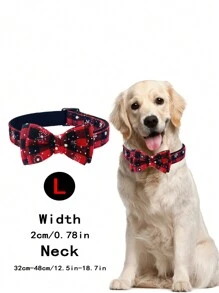 1pc Snowflake Pattern Adjustable Dog Collar With Detachable Bow Tie, Suitable For Medium & Large Breed Dogs - Red - View 8