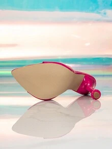 尖头纯色女式高跟穆勒鞋 - 玫紅色 - 查看 6