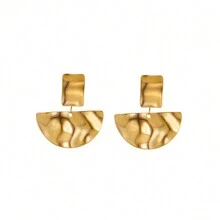 1 对女士不锈钢时尚水滴不对称褶皱耳环，独特金属高端耳环 - TZ188-8耳環 - 查看 10