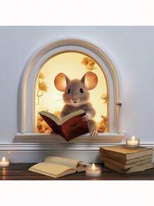 1 Piece 3D Effect Personalized Mouse Hole Sticker Wall Sticker Reading White Mouse Flower Branch Mouse Cute Animal Random Sticker Home Decoration Waterproof And Moisture-Proof Self-Adhesive No Residue Wallpaper 5.81x5.02 Inches,Stickers,Wall Decal, Vinyl Decal For Home Decorations,Spring Decoration Items Refresh Your Home,Rama Decoration Stickers - Multicolor - View 2