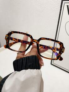 1 件女士塑料镜框方形时尚无度数眼镜，适合日常搭配 - 無色 - 查看 3