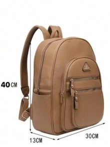 Large Capacity Women's Backpack With Wide Straps - 杏色 - 查看 2