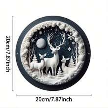 节日圣诞鹿壁画：2D 设计，8x8 英寸，铁质材料，适用于酒吧、咖啡厅、俱乐部、厨房装饰 - 彩色 - 查看 6