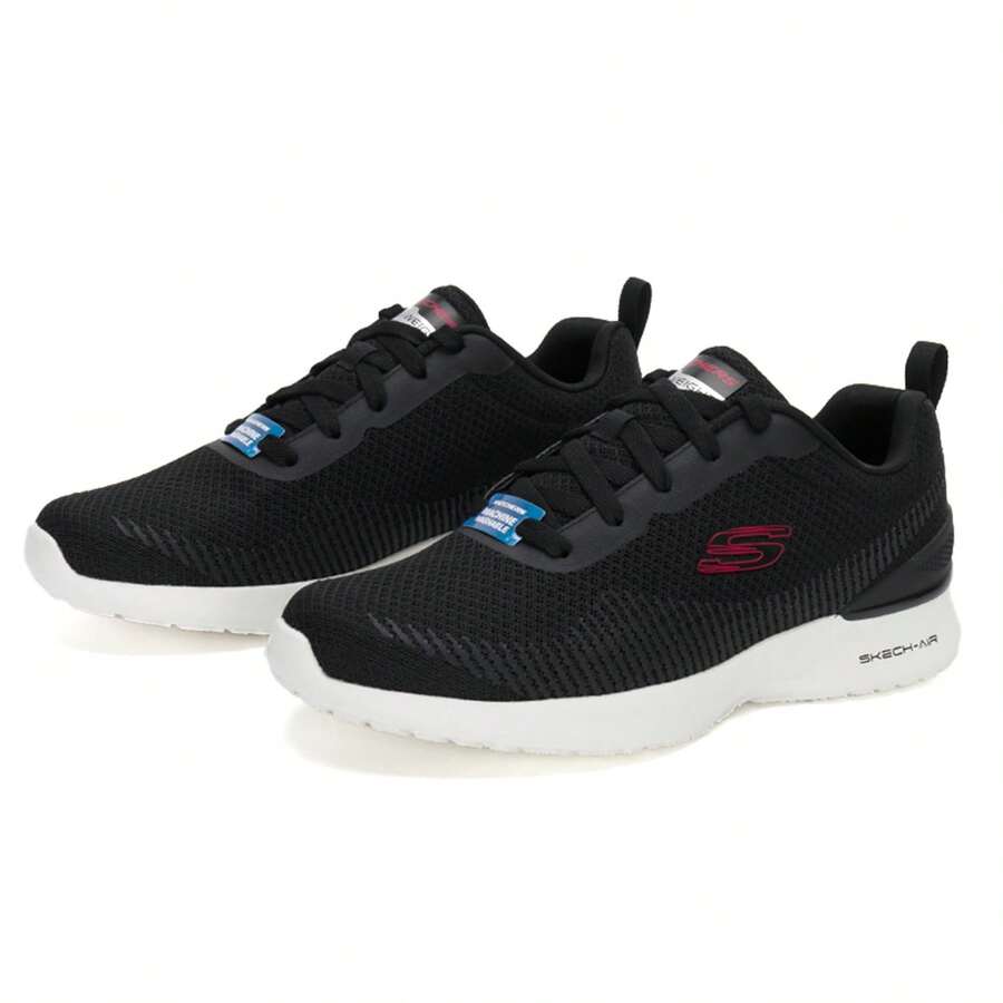 Skechers Giày thể thao cổ điển phong cách Panda dành cho nam, giày thường ngày lót ấm - Đen/Đỏ - Xem 1