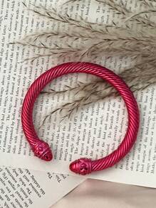 1pc European & American Fashionable Lacquered Twisted Rope Open Bangle Bracelet, Versatile Accessory For All Seasons & Holidays
