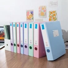 Caja de archivo de plástico grueso tamaño A4 Morandi, caja organizadora de carpetas de archivo resistente para documentos, registros, personal, contabilidad, alto almacenamiento, organizador de contratos de gran capacidad, útiles de oficina, vuelta al cole, suministros escolares