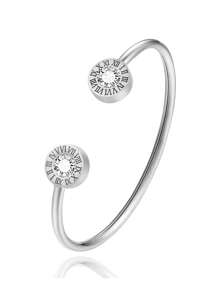 时尚经典 18K 镀金防水不锈钢罗马数字双心手链女士欧美风格休闲派对和婚礼珠宝情人节礼物情人 - 金色 - 查看 16