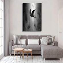 1 件带框/无框帆布艺术可直接悬挂 - 堕落天使路西法墙壁艺术黑白复古海报印刷帆布画墙壁艺术图片客厅卧室装饰 - 彩色 - 查看 3