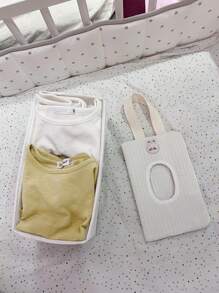 1pc Cartoon Rabbit Pattern Cute Tissue Holder For Car, Portable Handheld Storage Bag With Drawstring