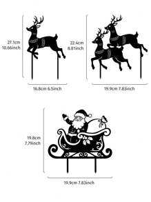 1 chiếc Cọc sân vườn nghệ thuật bằng sắt hình tuần lộc đen Giáng sinh sáng tạo, Cọc sân bằng kim loại hình hươu 8,8 inch, thích hợp để trang trí bãi cỏ sân vườn Giáng sinh - màu đen - Xem 2