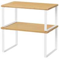 2pcs Cabinet Organizer Rack, Stackable Storage Shelf For Kitchen, Spice Rack, Multifunctional Wooden Desktop Organizer, Expandable Counter Top Rack, Bathroom Cabinet Top Organizer
