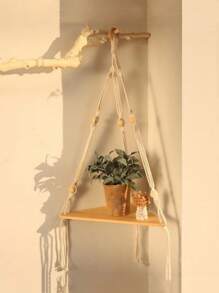 1pc Handmade Wooden Hanging Wall Storage Rack, Boho Style Triangle Panel Multi-Layer Wall Mounted Wall Art Decor Shelf, Suitable For Home, Bedroom, Garden, Room Decor, Personalized Display Rack, Back To School Season, Home Decor, Christmas, Thanksgiving, Gifts, Wall Hanging Decoration - Multicolor - View 13