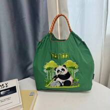 1pc New High-End Fashion Bag With Elegant Embroidery, Spacious Nylon Tote Shoulder Bag For Women