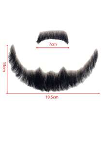 男士胡须真发仿真假胡子隐形逼真影视化妆伪装角色扮演胡子男士道具可反复使用 - 黑色 - 查看 4