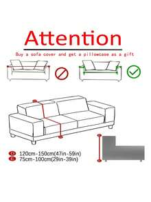1 件几何图案灰色沙发套，弹性全覆盖涤纶简约沙发套，针织牛奶丝 4 季使用 - 灰色 - 查看 2