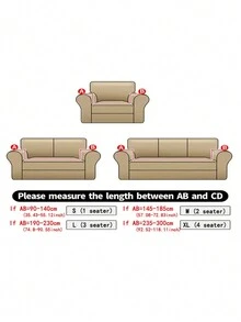 1 件几何图案灰色沙发套，弹性全覆盖涤纶简约沙发套，针织牛奶丝 4 季使用 - 灰色 - 查看 3