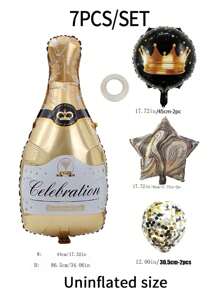 7 cái/bộ 18 * 35 inch bóng bay chai rượu vang 18 inch bóng bay vương miện màu đen bóng bay ngôi sao năm cánh bóng bay giấy vụn sinh nhật cho bữa tiệc hoặc 1 quả bóng bay chai rượu vang cho bữa tiệc sinh nhật, Giáng sinh - Nhiều màu - Xem 2