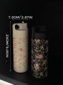 1 件 550ml/18.6oz 黄色花卉系列保温水瓶、杯子、翻盖饮水瓶、健身和户外运动水壶、学校用品、返校节日礼物 - 彩色 - 查看 2