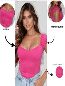 CROPPED WOMEN'S BLOUSE CORSET NEOPRENE FASHION - Màu Đỏ Sâu - Xem 4