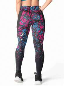 Printed Leggings Abstract Design Style Fight Like A Girl Kpop Gym Fitness Training Exercises - 豐富多彩的 - 查看 2