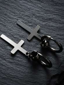 Bộ trang sức bằng thép không gỉ, Thiết kế chữ thập hợp thời trang, Phụ kiện nam độc đáo, Trang phục hàng ngày thời trang Unisex, Quà tặng sang trọng - màu đen - Xem 4