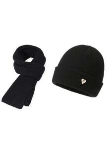 1 Mũ Nam Mùa Thu Đông Mới Mũ Len Ấm Áp Chu Vi Đầu Lớn Mũ Dệt Kim Có Khăn Trùm Đầu Bằng Nhung Mũ Lạnh Cho Nam - Mũ + khăn quàng cổ logo chữ S hình tam giác - Xem 7