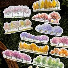 20张/包贴纸包，树影系列，精美浪漫四季森林风景主题贴纸，剪贴簿用品，装饰笔记本，相框，手机壳，水杯，垃圾杂志，文具盒，DIY个性拼贴 - 彩色 - 查看 9