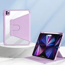 带铅笔槽的亚克力高透明度保护壳，适用于 Ipad 10/Air 4567/Mini 6/10.9 英寸/11 英寸/12.9 英寸/13 英寸 Apple 平板电脑，防震 - 紫色 - 查看 4