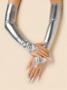 1 双漆涂层钩指手套，性感成人私密配饰，圣诞手套 - 彩色 - 查看 3