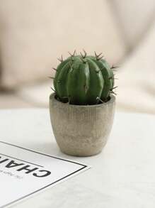 1 件人造多肉植物盆栽，各种装饰性人造多肉植物盆栽假仙人掌仙人掌植物带盆，情人节礼物生日毕业家居装饰返校房间装饰学校用品 - 綠色 - 查看 5