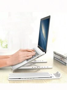 1/2件装(黑色/粉色/白色)可调节笔记本电脑/平板电脑支架,可折叠塑料便携式桌面增高架,符合人体工程学的膝上电脑桌,轻便可折叠笔记本电脑支架,兼容10-15.6英寸笔记本电脑、平板电脑和手机 - 彩色 - 查看 11