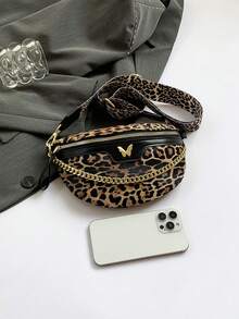 Túi đeo chéo thời trang họa tiết đá nhỏ cho nữ, Túi xách cổ điển, Túi vuông xuân/hè, Ví họa tiết da báo thời trang cho nữ Leopard Comeback - Xem 8