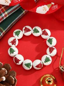 1 món quà Giáng sinh, vòng tay co giãn bằng hạt thủ công họa tiết cây thông Noel dành cho phụ nữ, trang sức thời trang, đồ trang trí tiệc ngày lễ, màu hạt ngẫu nhiên đỏ, trắng và xanh lá cây - Nhiều màu - Xem 11