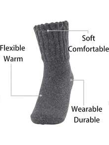 5 双女士冬季袜子温暖厚针织柔软复古休闲中筒袜毛绒袜女士针织袜 - 彩色 - 查看 5