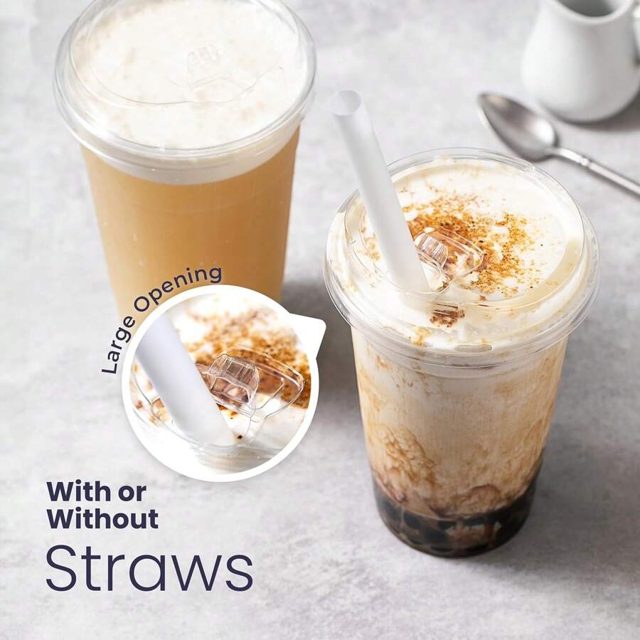 500 Pack 20 Oz Clear Plastic Cups With Strawless Sip Lids, Disposable