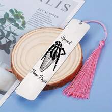 1 件不锈钢趣味书签黑色流苏金属书签艺术风格激光雕刻礼物，适合阅读爱好者、学校用品、返校 - 銀色 - 查看 4