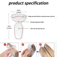 透明硅胶鞋跟保护垫，女士鞋跟鞋垫，适合过大的鞋跟垫 - T型後跟貼 - 查看 2