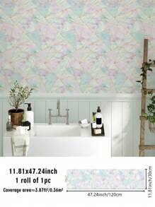 1 卷彩色几何简约图案儿童房装饰壁纸，自粘防水自粘贴纸，可撕下并粘贴，适用于儿童房卧室、幼儿园墙壁美化柜台家具改造翻新，三种尺寸可选：11.81 * 47.24、11.81 * 94.49、11.81 * 141.73 英寸 - 彩色 - 查看 17