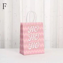 2pcs New Christmas & Valentine's Day Pink Paper Gift Shopping Bags, Kraft Paper Bags For Party Favor