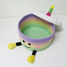 OYHOMO Penguin Shaped Storage Basket Rope Woven Basket With Lid, Organizing Toy Snack Small Tidy Basket Bedroom Gifts Empty Shelves Basket Closet Organizer Dresser Decor Makeup Jewelry Keys Storage Box Container - Green - View 10