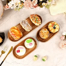 1/2/3 piezas Bandeja de madera de acacia, bandeja para desayuno, bandeja para comedor/cocina, bandeja para frutas, bandeja para café, bandeja para té, bandeja para aperitivos, pieza decorativa para la sala de estar, adecuada para hoteles, restaurantes, hogares, fiestas, Acción de Gracias, Navidad, Año Nuevo, bandeja multiusos para exteriores