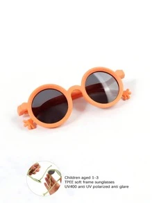 1pc 1-3 Years Old Baby Retro Round Frame Fashion Glasses, Fashionable Toddler Boys/Girls Impact-Resistant TPEE Comfortable Frame TAC Lenses - Polarized Round Frame Sunglasses - View 14