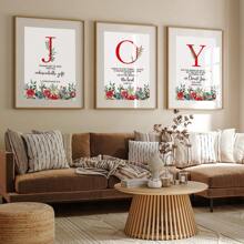 3 stuks, kerstmuurkunst Joy Print, moderne christelijke kerstmuurkunst, moderne religieuze kerstdecoratie, minimalistische muurdecoratie, geen lijst