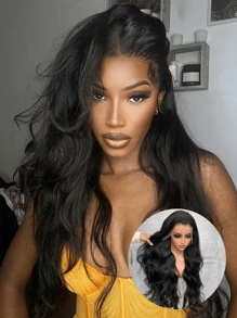 34 Inch 4x4 Glueless Wig Body Wave Pre Bleached Knots HD Transparent Lace Front Wigs Human Hair Wear&Go Wig For Women 150% Density Invisible Lace Front Wigs Brazilian Virgin Human Hair Pre Plucked With Baby Hair Natural Hairline Human Hair Wigs - Natural & Black - View 8
