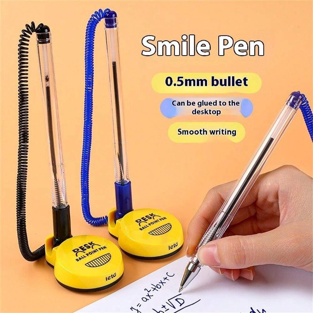 1pc Wire Pen Gel Pen, Prevent Loss Of Pen, School Writing Pen, Bank