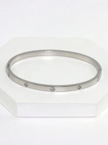 18K Gold Plated Stainless Steel Stackable Bangle Bracelet, Classic European & American Popular Chain And Four-Leaf Clover Lock Design, Cubic Zirconia Inlaid, Generous Personalized Luxury Gold Jewelry, Wedding Wrist Jewelry Set, Suitable For Girls, Women, Moms, Relatives, Friends, Beautiful Wedding, Birthday, Mother's Day, Girlfriend Valentine's Day Gift